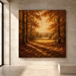 Burnt Sienna Clearing Autumn Forest Wall Art Canvas Print - Image 3
