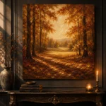 Burnt Sienna Clearing Autumn Forest Wall Art Canvas Print - Image 4