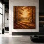 Burnt Sienna Clearing Autumn Forest Wall Art Canvas Print - Image 5