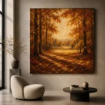 Burnt Sienna Clearing Autumn Forest Wall Art Canvas Print - Image 6