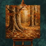 Antique Cream & Rust Ancient Forest Wall Art Canvas Print - Image 2