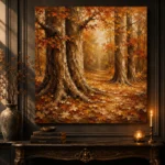 Antique Cream & Rust Ancient Forest Wall Art Canvas Print - Image 4
