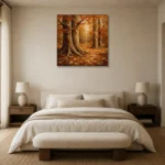 Antique Cream & Rust Ancient Forest Wall Art Canvas Print showcased in an elegant minimalist interior