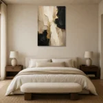 Warm Neutral Abstract Large Living Room Wall Art Canvas Print showcased in an elegant minimalist interior