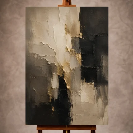 Taupe and charcoal Large Living Room Wall Art print for elegant interiors. No text or watermarks in design.