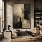 Taupe & Charcoal Abstract Large Living Room Wall Art Canvas Print - Image 3