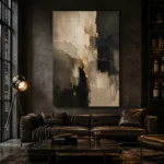 Taupe & Charcoal Abstract Large Living Room Wall Art Canvas Print - Image 4