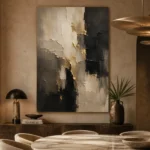 Taupe & Charcoal Abstract Large Living Room Wall Art Canvas Print - Image 5