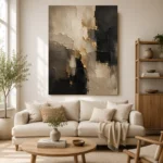 Taupe & Charcoal Abstract Large Living Room Wall Art Canvas Print - Image 7