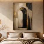 Beige & Black Abstract Arch Large Living Room Wall Art Canvas Print - Image 6