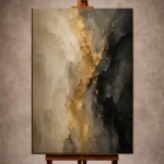 Muted gold and charcoal Large Living Room Wall Art print for elegant interiors. No text or watermarks in design.