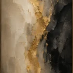 Muted Gold & Charcoal Veil Large Living Room Wall Art Canvas Print