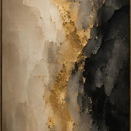 Muted Gold & Charcoal Veil Large Living Room Wall Art Canvas Print