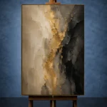 Muted Gold & Charcoal Veil Large Living Room Wall Art Canvas Print - Image 2