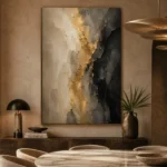 Muted Gold & Charcoal Veil Large Living Room Wall Art Canvas Print - Image 5