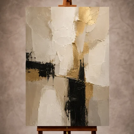 Ivory, taupe, and muted gold Large Living Room Wall Art print for elegant interiors. No text or watermarks in design.