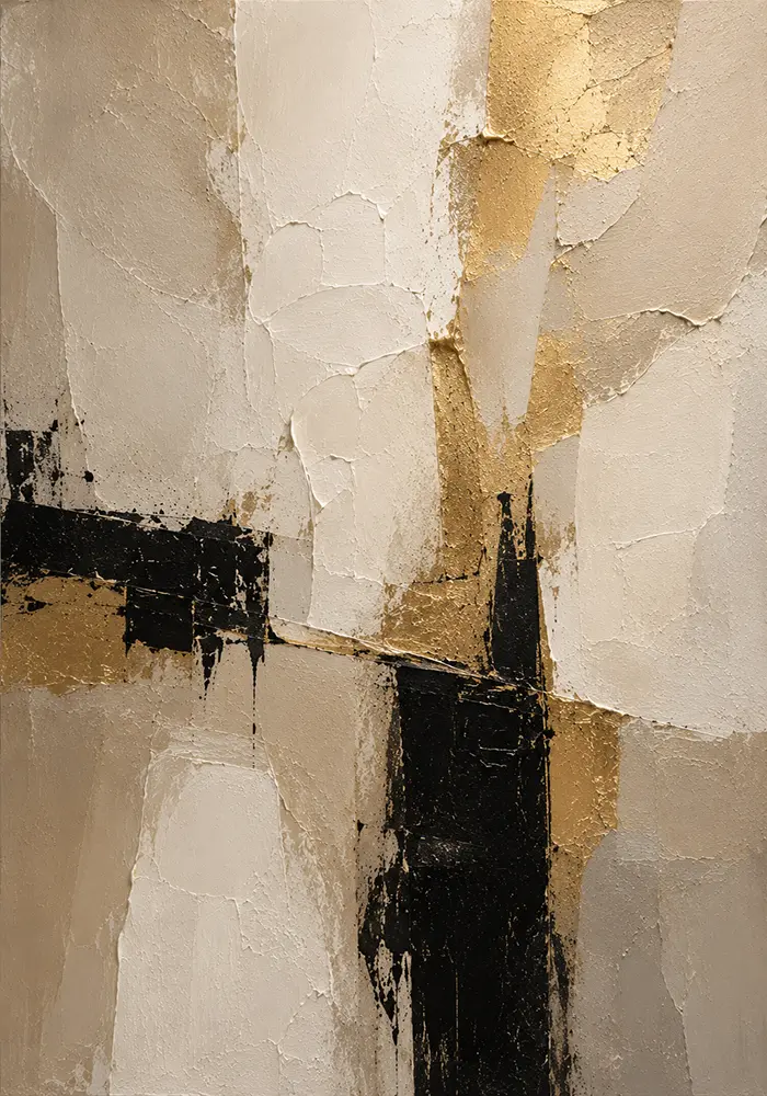 Ivory & Taupe Geometric Panel Large Living Room Wall Art Canvas Print