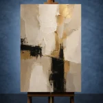 Ivory & Taupe Geometric Panel Large Living Room Wall Art Canvas Print - Image 2
