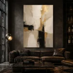 Ivory & Taupe Geometric Panel Large Living Room Wall Art Canvas Print - Image 4