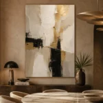 Ivory & Taupe Geometric Panel Large Living Room Wall Art Canvas Print - Image 5