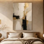 Ivory & Taupe Geometric Panel Large Living Room Wall Art Canvas Print - Image 6