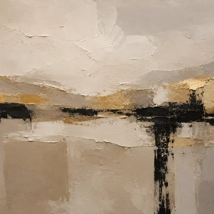 Warm Neutral Abstract Horizon Large Living Room Wall Art Canvas Print