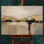 Warm Neutral Abstract Horizon Large Living Room Wall Art Canvas Print - Image 2