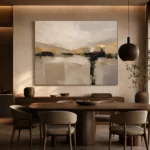 Warm Neutral Abstract Horizon Large Living Room Wall Art Canvas Print - Image 4