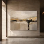 Warm Neutral Abstract Horizon Large Living Room Wall Art Canvas Print - Image 5
