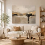 Warm Neutral Abstract Horizon Large Living Room Wall Art Canvas Print - Image 7