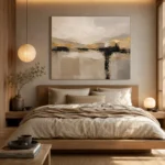 Warm Neutral Abstract Horizon Large Living Room Wall Art Canvas Print - Image 8