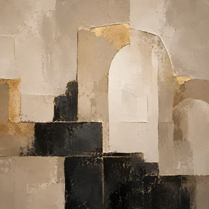 Stone Beige Architectural Arch Large Living Room Wall Art Canvas Print