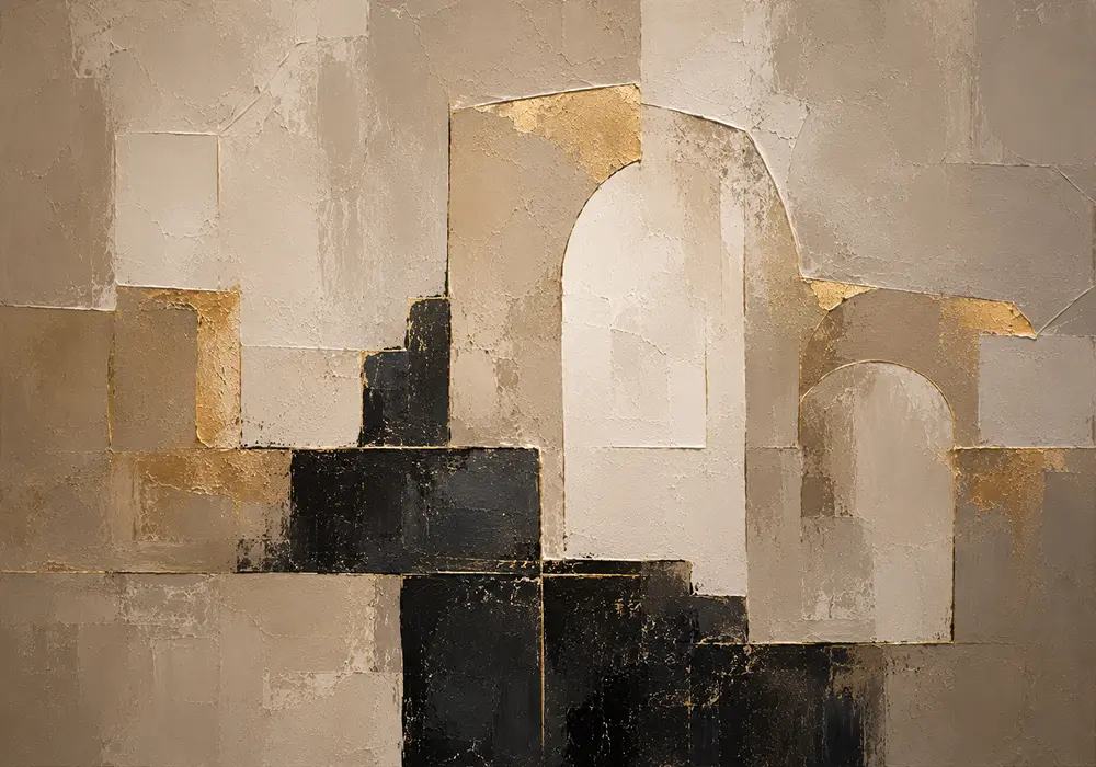 Stone Beige Architectural Arch Large Living Room Wall Art Canvas Print