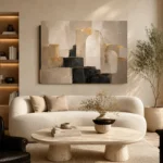 Stone Beige Architectural Arch Large Living Room Wall Art Canvas Print - Image 6