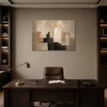 Stone Beige Architectural Arch Large Living Room Wall Art Canvas Print displayed in a contemporary gallery-inspired room