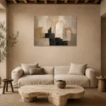 Stone Beige Architectural Arch Large Living Room Wall Art Canvas Print presented in a sophisticated home setting