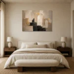 Stone Beige Architectural Arch Large Living Room Wall Art Canvas Print showcased in an elegant minimalist interior