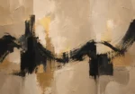 Linen & Matte Black Panoramic Large Living Room Wall Art Canvas Print