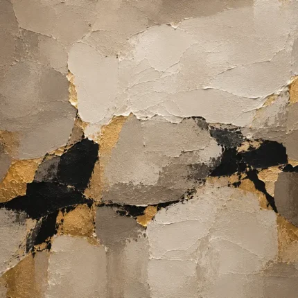 Greige & Muted Gold Abstract Large Living Room Wall Art Canvas Print