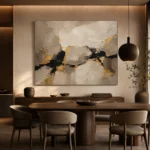 Greige & Muted Gold Abstract Large Living Room Wall Art Canvas Print - Image 4
