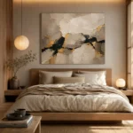 Greige & Muted Gold Abstract Large Living Room Wall Art Canvas Print - Image 8