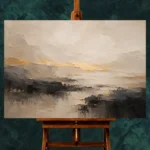 Sand & Charcoal Minimalist Large Living Room Wall Art Canvas Print - Image 2