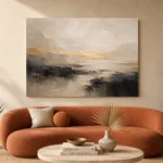 Sand & Charcoal Minimalist Large Living Room Wall Art Canvas Print - Image 3