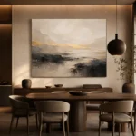 Sand & Charcoal Minimalist Large Living Room Wall Art Canvas Print - Image 4