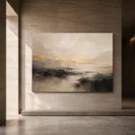 Sand & Charcoal Minimalist Large Living Room Wall Art Canvas Print - Image 5