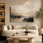 Sand & Charcoal Minimalist Large Living Room Wall Art Canvas Print - Image 6
