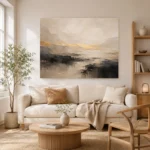 Sand & Charcoal Minimalist Large Living Room Wall Art Canvas Print - Image 7