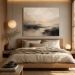 Sand & Charcoal Minimalist Large Living Room Wall Art Canvas Print - Image 8