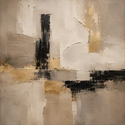 Warm Neutral Square Abstract Large Living Room Wall Art Canvas Print