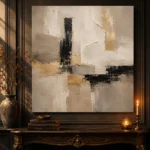 Warm Neutral Square Abstract Large Living Room Wall Art Canvas Print - Image 4